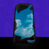 Blue sky and white clouds pattern skin featuring a dreamy nature-inspired aesthetic on a vibrant purple background.