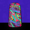 Neon cosmic punch space design accessory for a festival hydration pack, shown as a standalone skin on a vibrant purple background