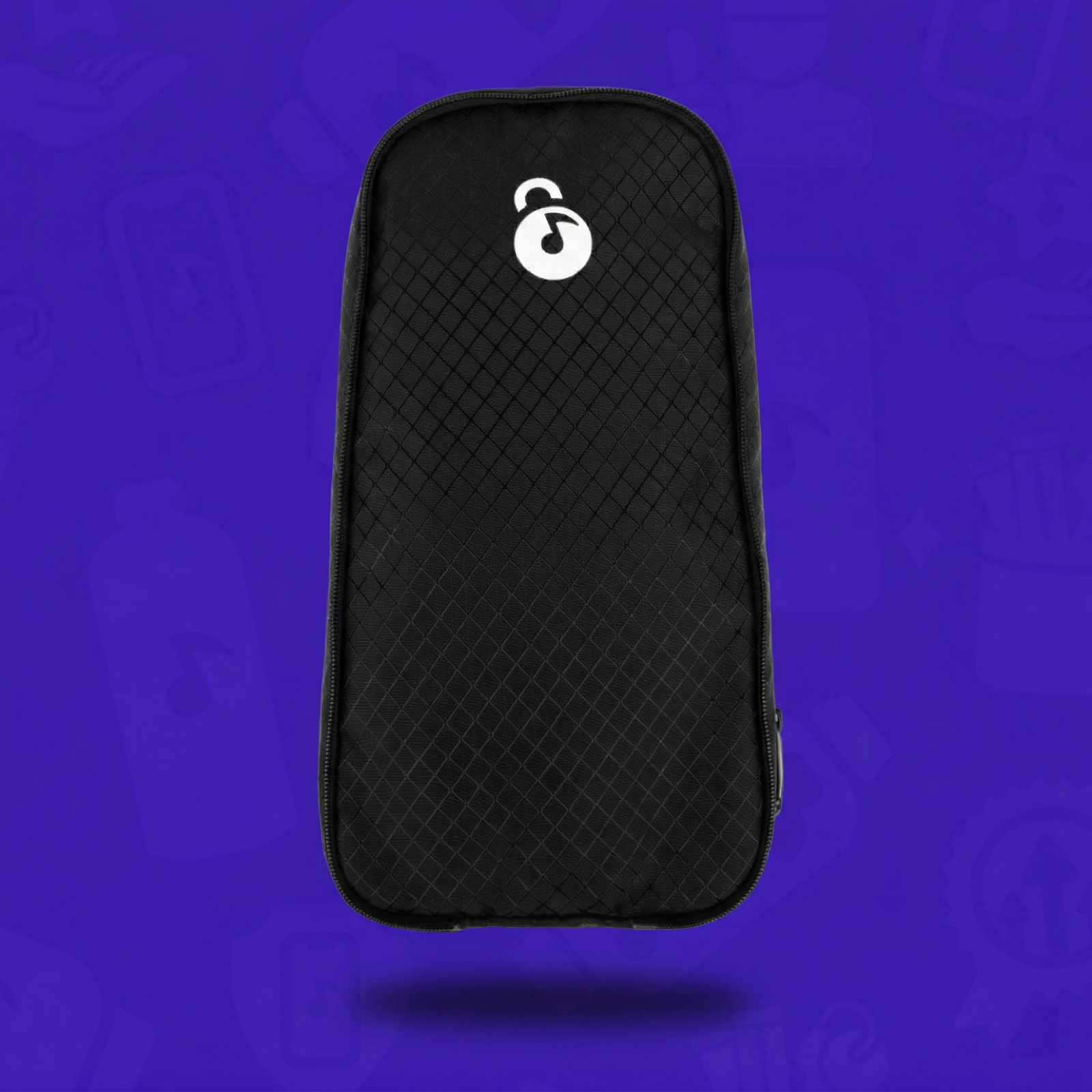 Black Extra Storage Skin 2.0 for Lunchbox hydration packs, featuring an integrated dual-zipper system that allows a decorative skin to be zipped directly onto the storage expansion.