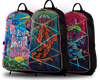 Three brightly colored holographic Lunchbox Packs featuring artistic graphic designs: "Be Kind to Your Mind" quote, a orange jellyfish, and psychedelic mushrooms.