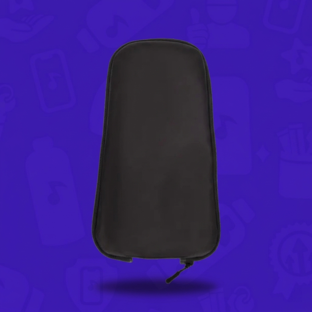 A close-up, top-down view of the Black DIY Skin for a Lunchbox hydration pack, showing its matte black, design-free fabric texture against a dark background.