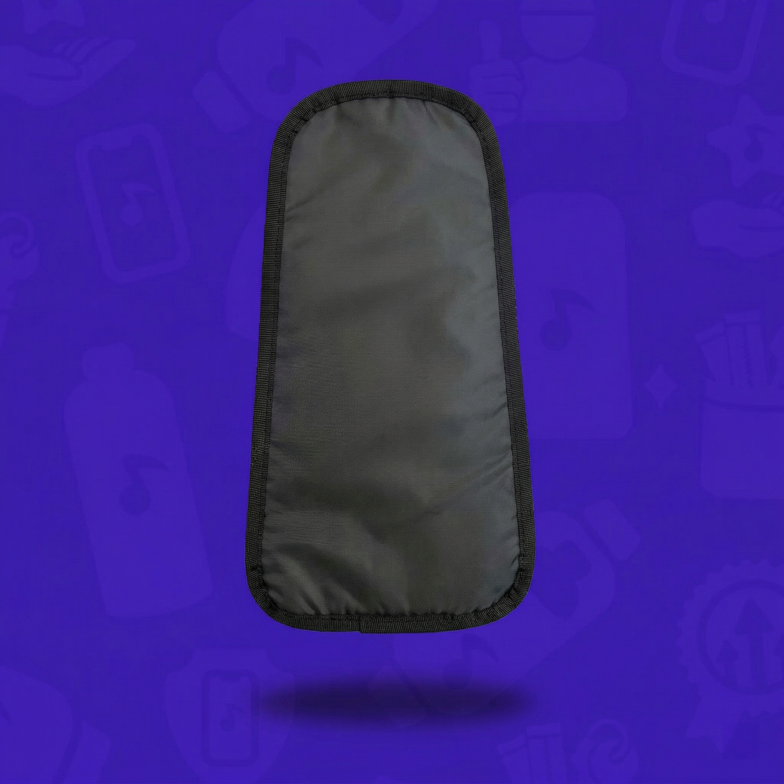 A standalone black Pin Skin Board Insert for a Lunchbox hydration pack, featuring a reinforced border and textured surface for pins, floating with a drop shadow against a branded purple background.