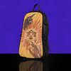 Soluna Skin on a black Lunchbox hydration pack, featuring a celestial sun and moon tattoo-style design with multiple eyes and reaching hands on a purple background